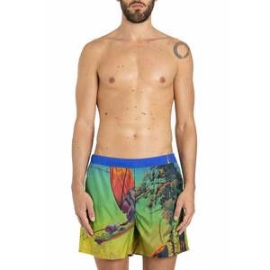 NEW VALENTINO men's dragon at dawn print swim shorts in green